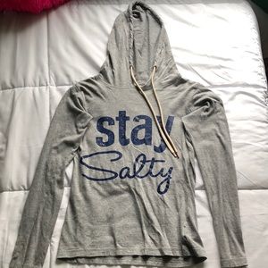 Gray Hooded Long-Sleeve T-Shirt